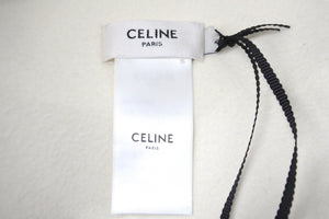 新品同様 CELINE セリーヌ クラウンレスハット 帽子 ブランドロゴ 2AUV3749Q 毛 ホワイト ブラック ユニセックス L 中古 57328