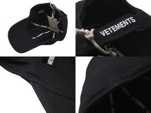 Load image into Gallery viewer, VETEMENTS ヴェトモン ベースボールキャップ 帽子 ロゴ UE51CA700B 2021年春夏 コットン ブラック ホワイト 美品 中古 57330