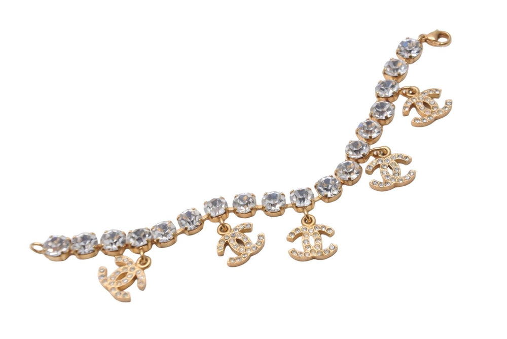 CHANEL Chanel Bracelet Vintage 96P Coco Mark Rhinestone Gold GP Good Condition Used 57341