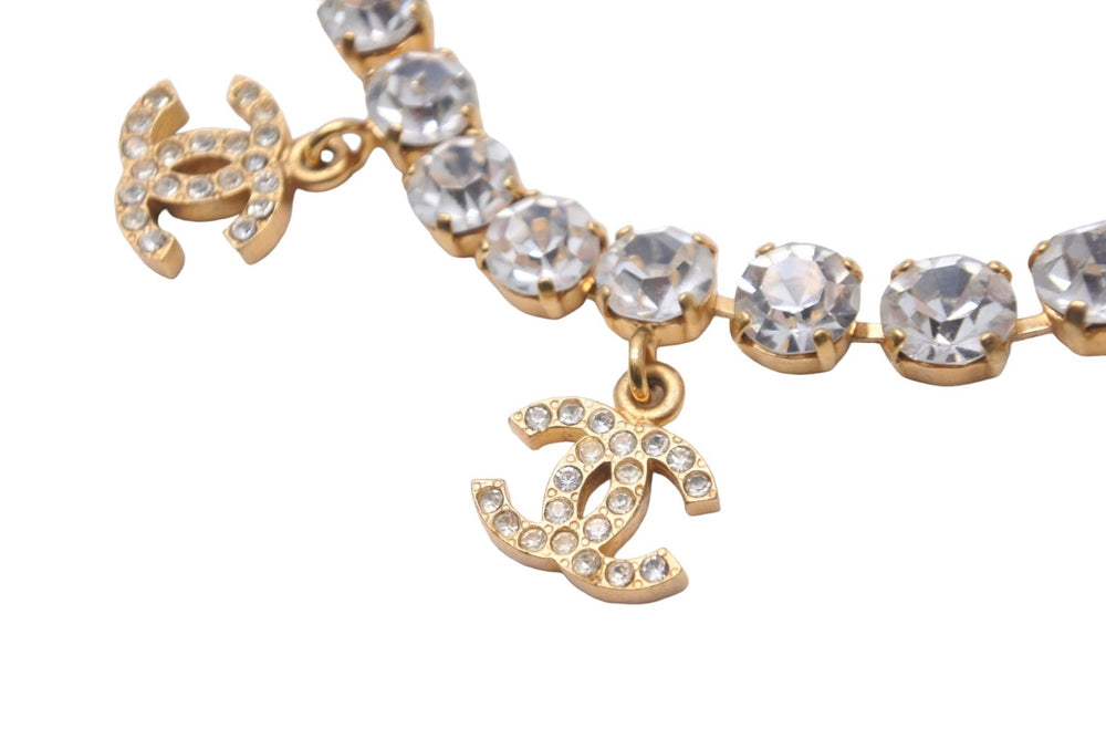 CHANEL Chanel Bracelet Vintage 96P Coco Mark Rhinestone Gold GP Good Condition Used 57341