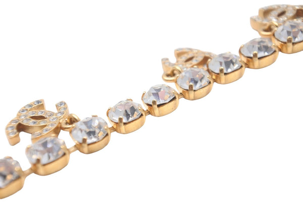 CHANEL Chanel Bracelet Vintage 96P Coco Mark Rhinestone Gold GP Good Condition Used 57341