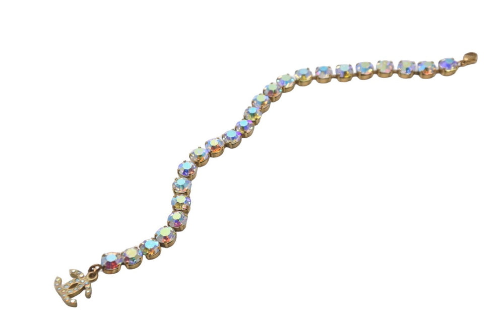 CHANEL Chanel Bracelet Vintage Coco Mark 95p Gold Rainbow GP Rhinestone Good Condition Used 57342