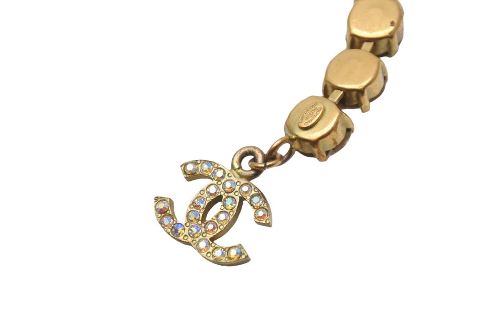 CHANEL Chanel Bracelet Vintage Coco Mark 95p Gold Rainbow GP Rhinestone Good Condition Used 57342