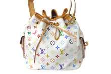 画像をギャラリービューアに読み込む, LOUIS VUITTON ルイヴィトン ショルダーバッグ M42229 村上隆 プチノエ ブロン マルチカラー ゴールド金具 良品 中古 57379