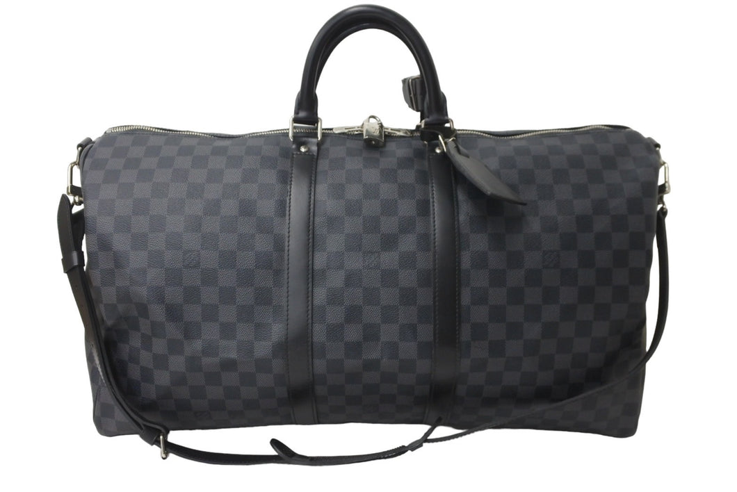 極美品 LOUIS VUITTON ルイヴィトン ボストンバッグ キーポル55 ダミエ グラフィット N41413 ブラック シルバー金具 中古  57419 – Casanova Vintage