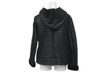 Load image into Gallery viewer, NUMBER(N)INE ナンバーナイン シープスキン ムートン プルオーバー パーカー ブラック 羊革 フーディ― サイズ1 美品 中古 57448