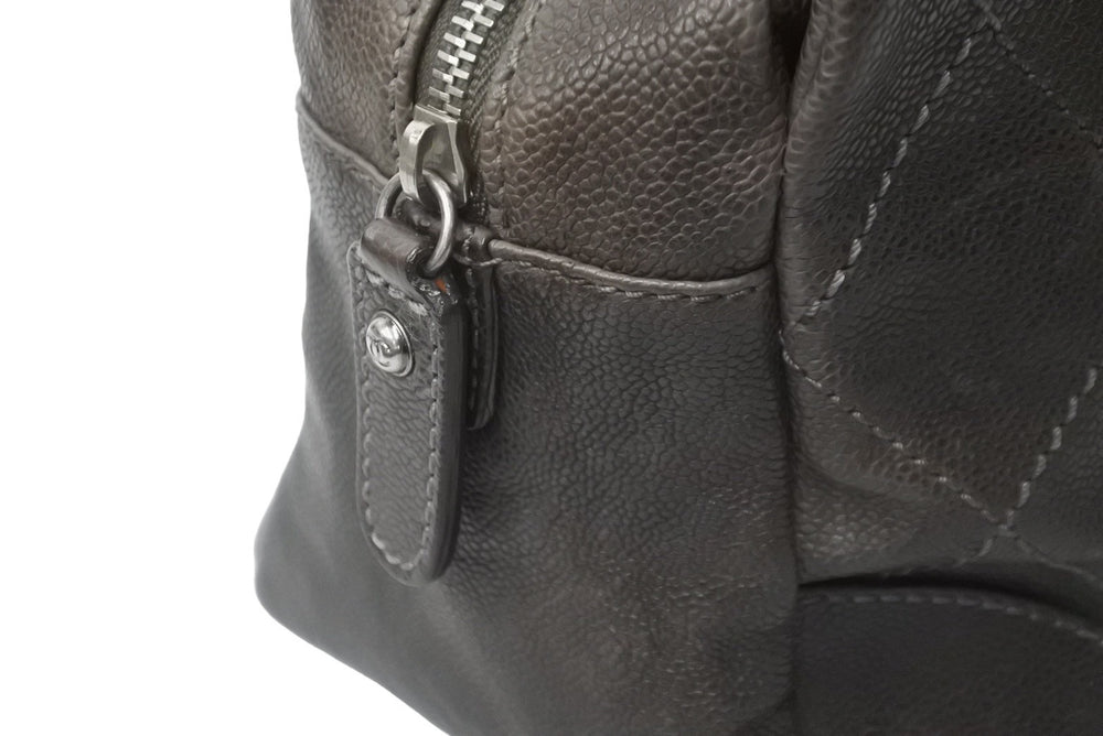 CHANEL Handbag Chain No. 10 Coco Mark Caviar Skin Silver Hardware Good Condition Used 57484