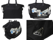 Load image into Gallery viewer, PRADA プラダ トートバッグ 2WAY コミックパッチ トライアングルロゴ ブラック 2VG024 シルバー金具 美品 中古 57528