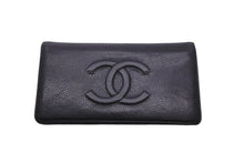 Load image into Gallery viewer, CHANEL シャネル ココマーク 長財布 16番台 キャビアスキン レザー ブラック 美品 中古 57543