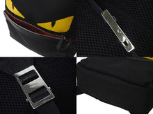 画像をギャラリービューアに読み込む, FENDI フェンディ リュック デイパック モンスター バッグバグズ 7VZ012 ナイロン ブラック イエロー シルバー金具 美品 中古 57645