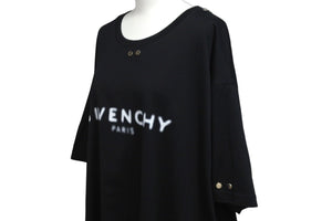 Givenchy ジバンシー 半袖Ｔシャツ トップス ロゴプリント ロゴ金具 コットン ブラック ホワイト シルバー金具 美品 中古 57708