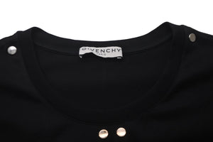 Givenchy ジバンシー 半袖Ｔシャツ トップス ロゴプリント ロゴ金具 コットン ブラック ホワイト シルバー金具 美品 中古 57708