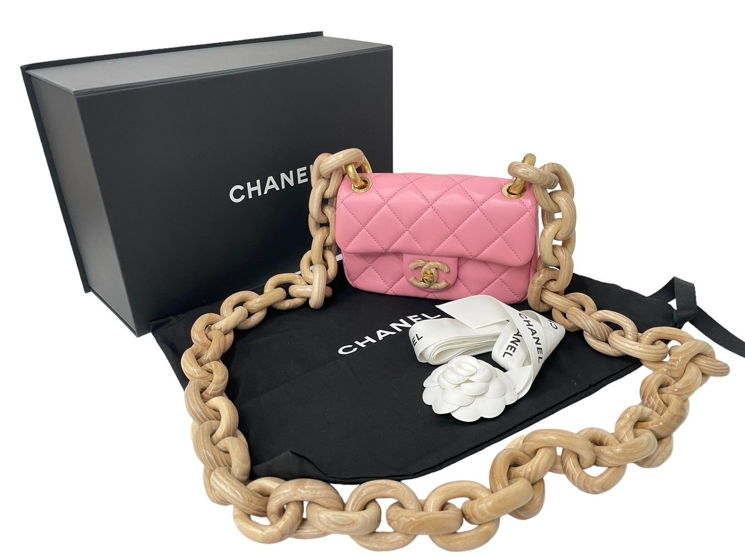 新品 CHANEL シャネル ショルダーバッグ マトラッセ ウッドチェーン ミニフラップバッグ 23〜24AW ゴールド金具 57717 –  Casanova Vintage