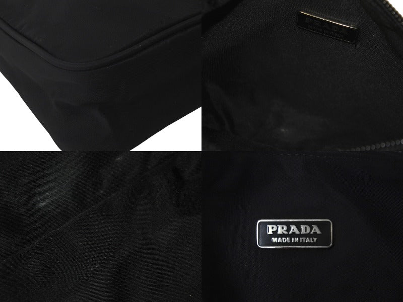 PRADA プラダ アクセサリーポーチ NERO ブラック ナイロン 小物入れ ロゴ プレート MV633 美品 中古 57821 –  Casanova Vintage