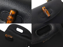 画像をギャラリービューアに読み込む, GUCCI グッチ バンブー ２WAY ショルダーバッグ ブラック レザー ハンドバッグ ゴールド金具 鞄 斜め掛け カバン 美品 中古 57868