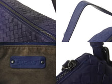 Load image into Gallery viewer, BOTTEGAVENETA ボッテガヴェネタ ショルダーバッグ イントレチャート BO1028601 ネイビー マットブラック金具 美品 中古 57872