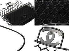 画像をギャラリービューアに読み込む, 新品同様 CHANEL シャネル ココマーク チェーンショルダーバッグ ビーズマトラッセ 18番台 サテン ガンメタ ブラック 中古 57914
