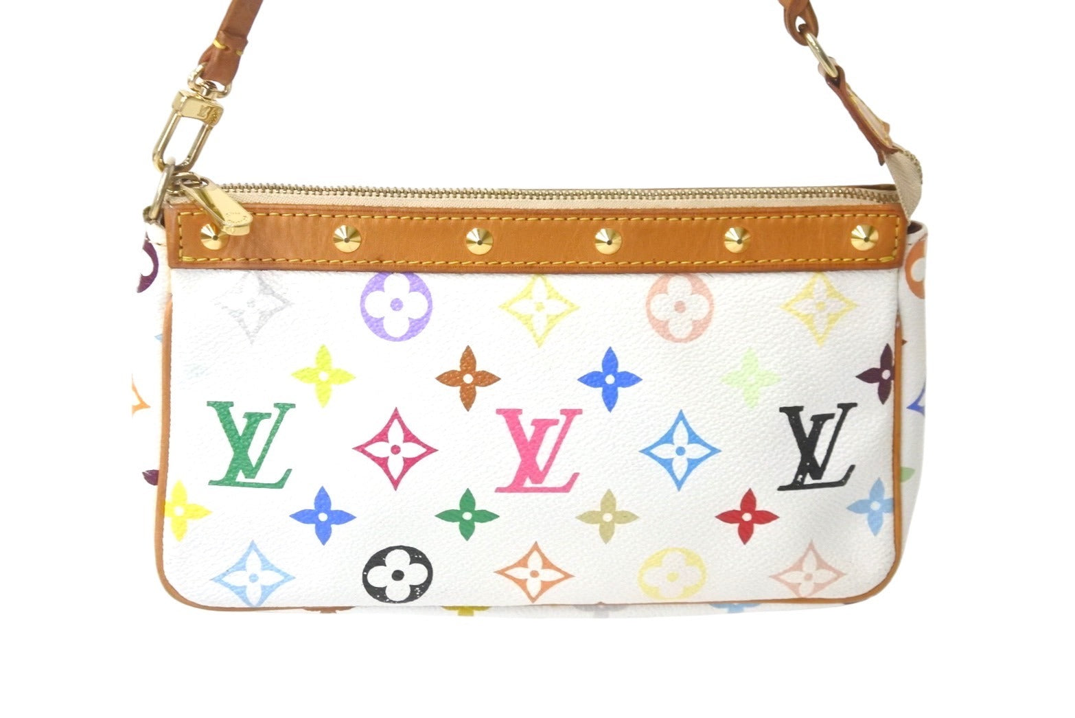 LOUIS VUITTON ルイヴィトン 村上隆 別売りスト付き ポシェットアクセソワール マルチカラー M92649 ゴールド金具 美品 中古  57993 – Casanova Vintage