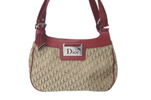 画像をギャラリービューアに読み込む, Christian Dior クリスチャンディオール ハンドバッグ トロッター柄 コットンキャンバス レザー レッド ベージュ 美品 中古 58011