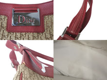 画像をギャラリービューアに読み込む, Christian Dior クリスチャンディオール ハンドバッグ トロッター柄 コットンキャンバス レザー レッド ベージュ 美品 中古 58011