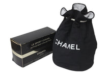 画像をギャラリービューアに読み込む, CHANEL シャネル 巾着バッグ キャンバス ビニール ブラック ホワイト ノベルティ 良品 中古 58055