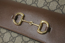 画像をギャラリービューアに読み込む, 新品同様 GUCCI グッチ ホースビット 1955 スモール ショルダーバッグ ブラウン GGスプリームキャンバス 645454 中古 58122
