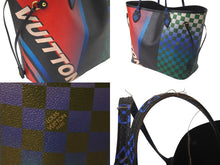 画像をギャラリービューアに読み込む, LOUIS VUITTON ルイヴィトン トートバッグ ネヴァーフルMM ダミエ レース 2017 GI4186 マルチカラー ゴールド金具 美品 中古 58131