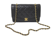 画像をギャラリービューアに読み込む, CHANEL シャネル ショルダーバッグ ダイアナ 25 2番台 ラムスキン ブラック ゴールド金具 美品 中古 58151