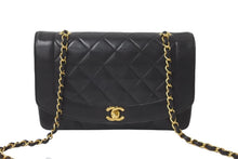 画像をギャラリービューアに読み込む, CHANEL シャネル ショルダーバッグ ダイアナ 25 2番台 ラムスキン ブラック ゴールド金具 美品 中古 58151
