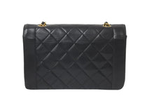 画像をギャラリービューアに読み込む, CHANEL シャネル ショルダーバッグ ダイアナ 25 2番台 ラムスキン ブラック ゴールド金具 美品 中古 58151