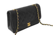 画像をギャラリービューアに読み込む, CHANEL シャネル ショルダーバッグ ダイアナ 25 2番台 ラムスキン ブラック ゴールド金具 美品 中古 58151