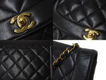 画像をギャラリービューアに読み込む, CHANEL シャネル ショルダーバッグ ダイアナ 25 2番台 ラムスキン ブラック ゴールド金具 美品 中古 58151