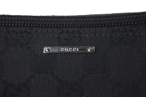 GUCCI グッチ アクセサリーポーチ ハンドバッグ ブラック GG柄 02198 シルバー金具 美品 中古 58154