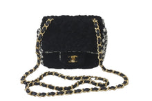 画像をギャラリービューアに読み込む, CHANEL シャネル ショルダーバッグ ミニマトラッセ ココマーク 格⼦柄 ムートン ツイード ブラック 30番台 美品 中古 58179