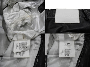 730LA レザーパンツ ベルト金具 ブラック ホワイトステッチ シルバー金具 イタリア製 サイズ34 美品 中古 58196