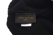 画像をギャラリービューアに読み込む, LOUIS VUITTON ルイヴィトン ニットキャップ LVロゴ ウール ブラック グレー 美品 中古 58265