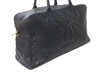 画像をギャラリービューアに読み込む, CHANEL シャネル ボストンバッグ ボーリングボストンバック キャビアスキン 8番台 ブラック ゴールド金具 良品 中古 58274