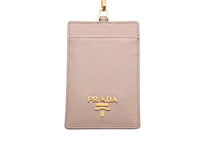 Load image into Gallery viewer, PRADA プラダ パスケース サフィアーノ 1MC007 ストラップ付き ベージュ ゴールド金具 美品 中古 58328