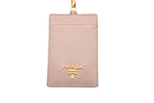 Load image into Gallery viewer, PRADA プラダ パスケース サフィアーノ 1MC007 ストラップ付き ベージュ ゴールド金具 美品 中古 58328