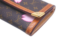 Load image into Gallery viewer, LOUIS VUITTON ルイヴィトン モノグラムチェリーブロッサム 二つ折り財布 ポルトモネプラ M92024 ブラウン ピンク 良品 中古 58332