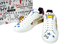 Load image into Gallery viewer, 極美品 DOLCE&amp;GABBANA ドルチェアンドガッバーナ グラフィック プリント スニーカー カーフ ロゴ ラバー CS1570 9 中古 58358