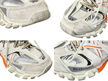 画像をギャラリービューアに読み込む, BALENCIAGA バレンシアガ スニーカー Track トラック エンボスロゴ 542023 ホワイト オレンジ サイズ42 良品 中古 58374