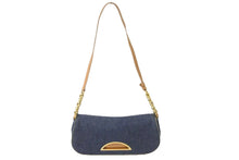 Load image into Gallery viewer, Christian Dior クリスチャンディオール マリスパール セミショルダーバッグ ネイビー ロゴ 鞄 デニム レザー 良品 中古 58389