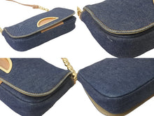 Load image into Gallery viewer, Christian Dior クリスチャンディオール マリスパール セミショルダーバッグ ネイビー ロゴ 鞄 デニム レザー 良品 中古 58389