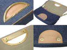Load image into Gallery viewer, Christian Dior クリスチャンディオール マリスパール セミショルダーバッグ ネイビー ロゴ 鞄 デニム レザー 良品 中古 58389
