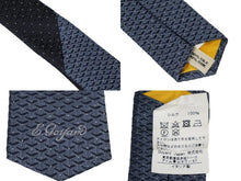 Load image into Gallery viewer, GOYARD ゴヤール ネクタイ ジャガード デザイン ドット ヘリンボーン柄 刺繍 エルドリッジ シルク ブルーマリーヌ 美品 中古 58425