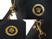 Load image into Gallery viewer, 極美品 VERSACE ヴェルサーチ ショルダーバッグ メデューサ ブラック カーフスキン 1002885 ゴールド金具 中古 58433