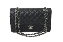 画像をギャラリービューアに読み込む, 極美品 CHANEL マトラッセWフラップチェーンショルダー 19番台 25cm ショルダーバッグ ブラック×シルバー金具 ラムスキン 中古 58447