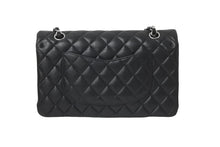 画像をギャラリービューアに読み込む, 極美品 CHANEL マトラッセWフラップチェーンショルダー 19番台 25cm ショルダーバッグ ブラック×シルバー金具 ラムスキン 中古 58447