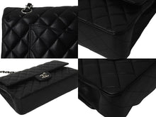 画像をギャラリービューアに読み込む, 極美品 CHANEL マトラッセWフラップチェーンショルダー 19番台 25cm ショルダーバッグ ブラック×シルバー金具 ラムスキン 中古 58447